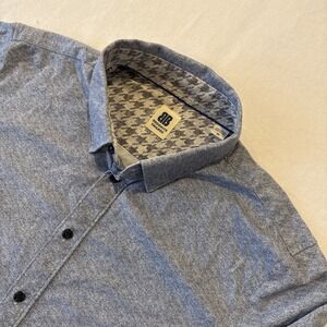 Brooklyn Brigade Cotton Casual XL Heather Blue Button Down Long Sleeve Stretch